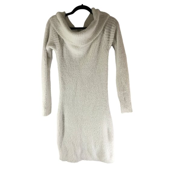 Wild Fable White Fuzzy Long-Sleeve Sweater Dress Cowl Neck Size L - Picture 1 of 5